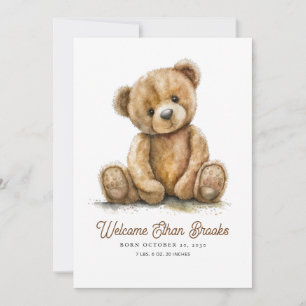 Anuncio de nacimiento de oso de peluche acuarela g