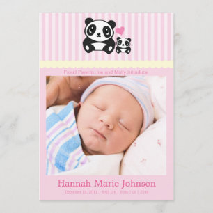 Anuncio de nacimiento de Panda - Rosa