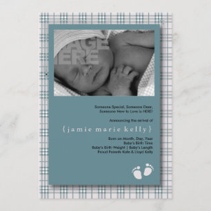 Anuncio de nacimiento de pasos de bebé - Lámina az