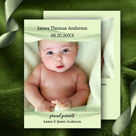 Anuncio de nacimiento de Pastel Green Baby Photo
