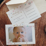 Anuncio de nacimiento de Pastel Winter Wonderland<br><div class="desc">Este diseño de anuncio de nacimiento de la foto del invierno pastel es un adorable cuento de hadas de ciruelas azucaradas pastel, con un fondo blanco minimalista limpio para texto marrón negro y dorado con escritura manuscrita, creando un estilo moderno simple y neutro. Esta clásica disposición está adornada con alegres...</div>