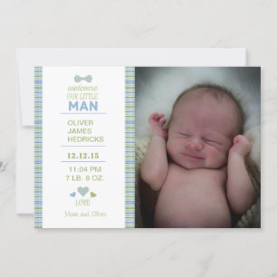 Anuncio de nacimiento de pequeño hombre