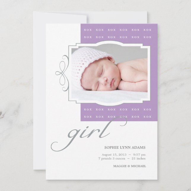 Anuncio de nacimiento de Personalizado de fotograf (Anverso)