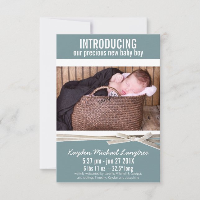 Anuncio de nacimiento de Recién nacido fotográfico (Anverso)