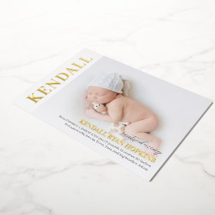 Anuncio de nacimiento de Relieve metalizado debut 