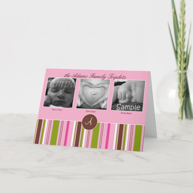 Anuncio de nacimiento de triplete personalizado -  (Anverso)