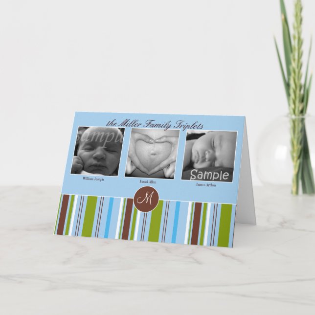 Anuncio de nacimiento de triplete personalizado -  (Anverso)
