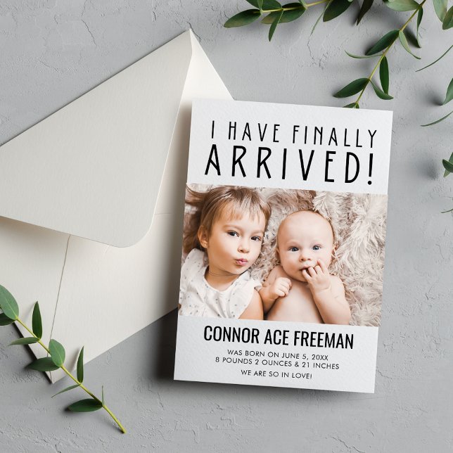 Anuncio de nacimiento de un bebé fotográfico moder (Modern Baby Photo Birth Announcement)