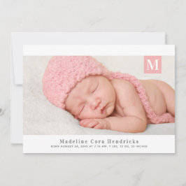 Anuncio de nacimiento de un Chica de monograma tra