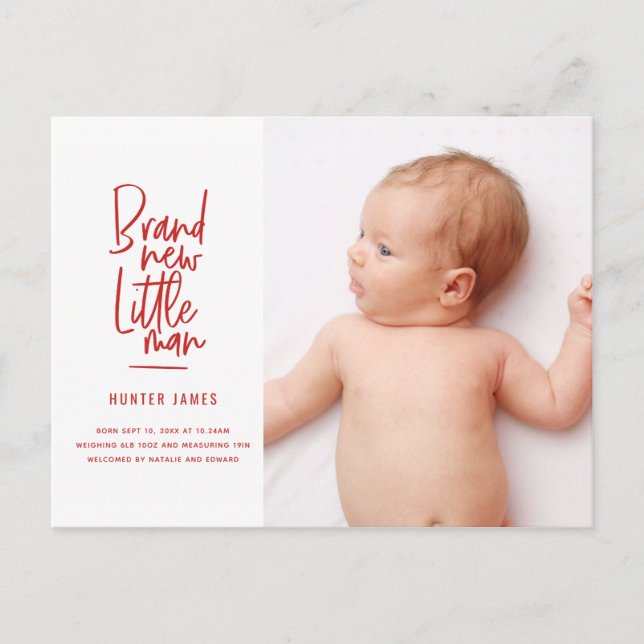 Anuncio de nacimiento de un niño dibujado a mano (Anverso)