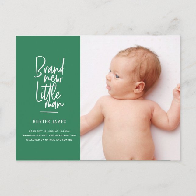 Anuncio de nacimiento de un niño dibujado a mano (Anverso)