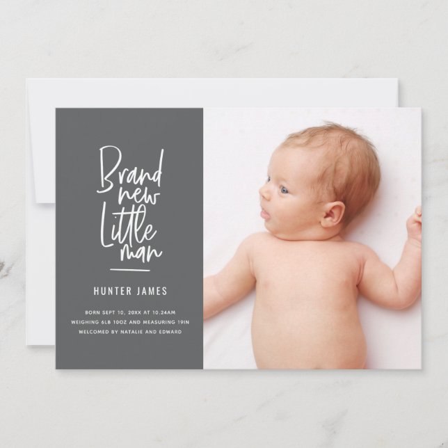 Anuncio de nacimiento de un niño dibujado a mano (Anverso)