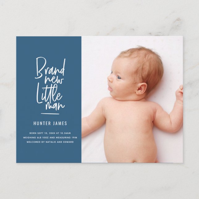 Anuncio de nacimiento de un niño dibujado a mano (Anverso)