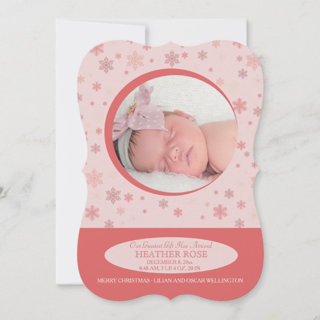 Anuncio de nacimiento de un pequeño copo de nieve (Anverso)
