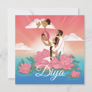 Anuncio de nacimiento de una bebé india/hindú