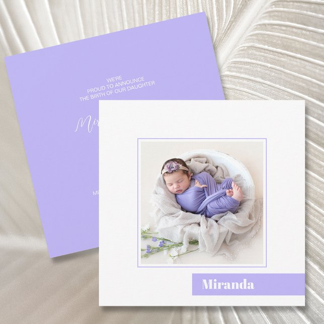 Anuncio de nacimiento de una foto de lavanda mínim (Subido por el creador)