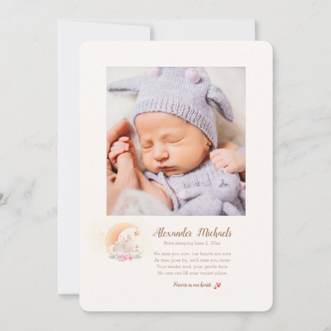 Anuncio de nacimiento de una foto durmiente (Anverso)