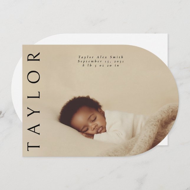 Anuncio de nacimiento de una foto mínima única y m (Anverso / Reverso)