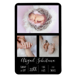 Anuncio de nacimiento de una niña bebé imán de fot