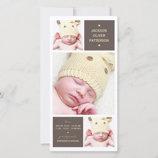 Anuncio de nacimiento de una niña en un trío moder (Anverso)