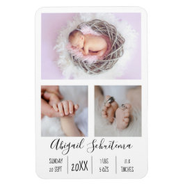Anuncio de nacimiento de una niña imán fotográfico