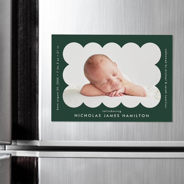 Anuncio de nacimiento de una vieira verde moderna (Subido por el creador)