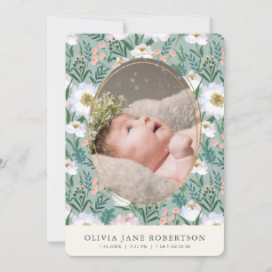 Anuncio de nacimiento de Wildflowers Green Chica P