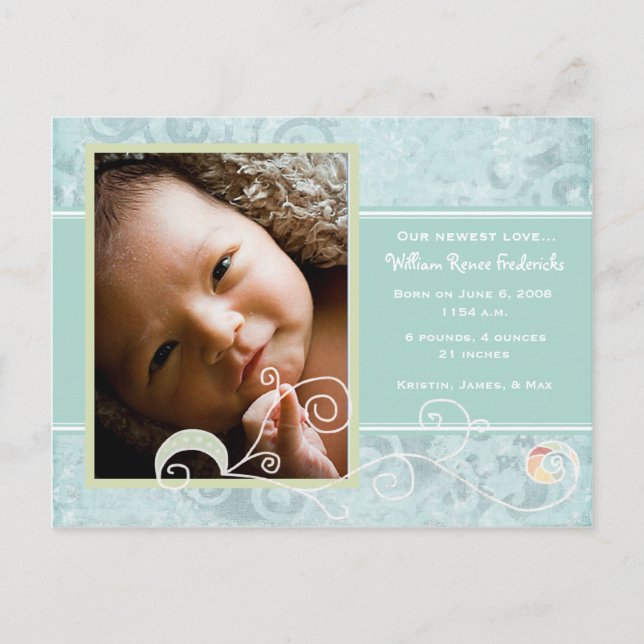 Anuncio de nacimiento de William Renee (Anverso)