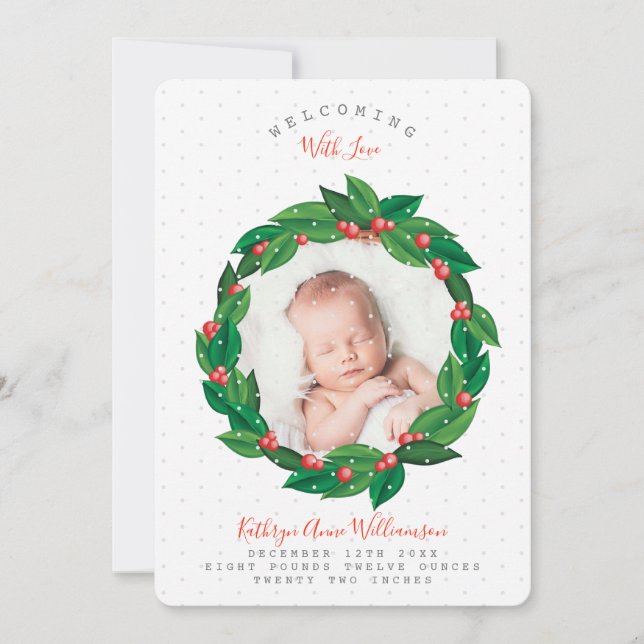 Anuncio de nacimiento de Wreath Foliage de Cranber (Anverso)