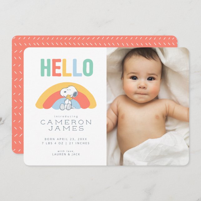 Anuncio de nacimiento del arcoiris de Snoopy y Woo (Anverso / Reverso)