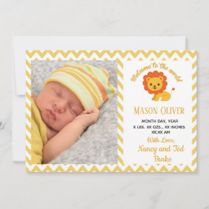 Anuncio de nacimiento del bebé con foto del recién