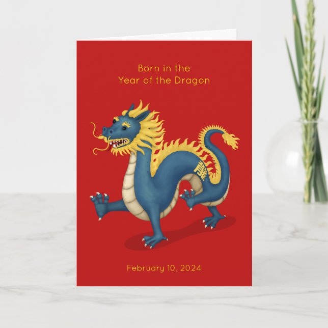 Anuncio de nacimiento del bebé del año del dragón (Anverso)