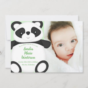 Anuncio de nacimiento del bebé del oso verde panda