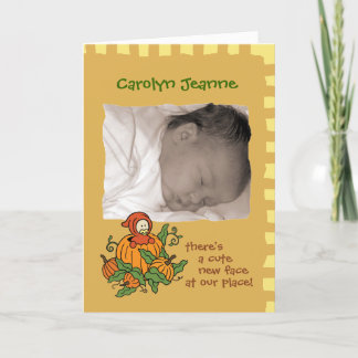 Anuncio de nacimiento del bebé en otoño (niño o ch