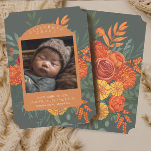 Anuncio de nacimiento del Boho Fall Border Baby