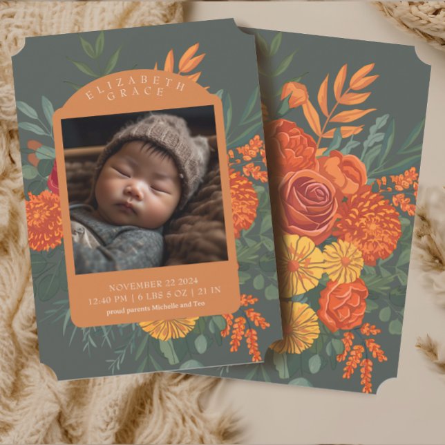 Anuncio de nacimiento del Boho Fall Border Baby (Subido por el creador)