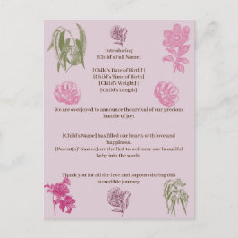 Anuncio de nacimiento del Chica Peony Eucalyptus