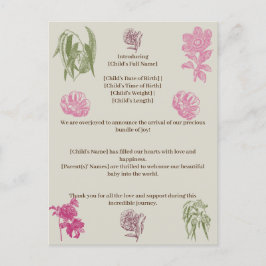 Anuncio de nacimiento del Chica Peony Eucalyptus