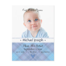 Anuncio de nacimiento del niño azul bebé príncipe