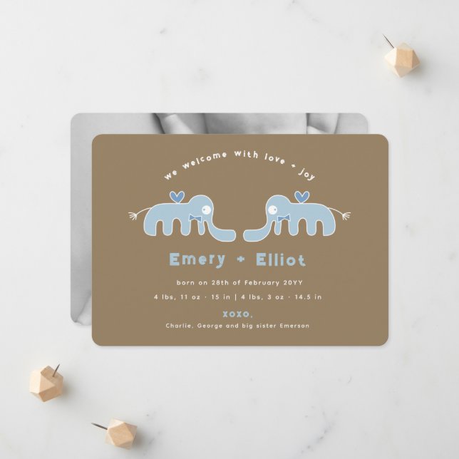 Anuncio de nacimiento del niño bebé bebé de Blue E (Anverso/Reverso In Situ)