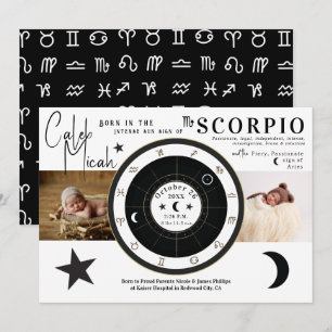 Anuncio de nacimiento del signo zodiacal Escorpio 
