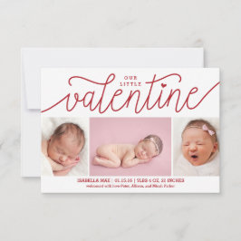 Anuncio de nacimiento el día de San Valentín con f