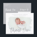 Anuncio de nacimiento elegante foto agradecimiento<br><div class="desc">Texto de guión foto agradecimiento tarjeta postal de anuncio de nacimiento. Texto de guión elegante,  los colores se pueden cambiar.</div>