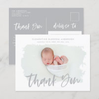 Anuncio de nacimiento elegante foto agradecimiento