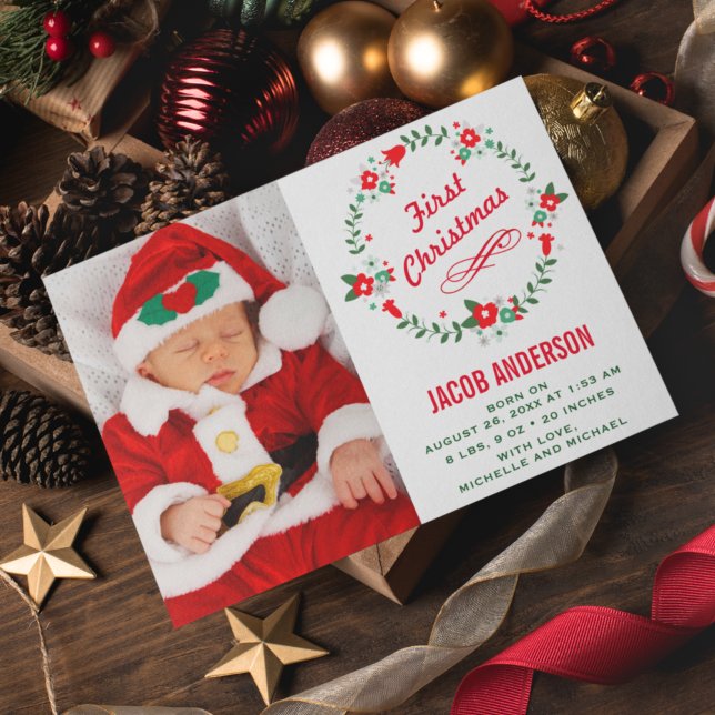 Anuncio de nacimiento en la primera Navidad con co (Subido por el creador)