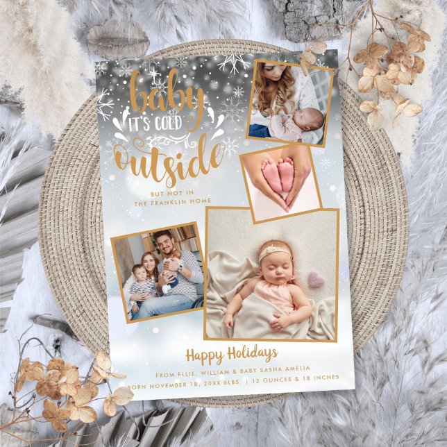 Anuncio de nacimiento en Navidad con foto (Photo Birth Announcement Christmas Holiday)