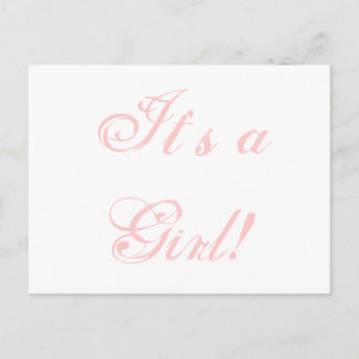 Anuncio de nacimiento "¡Es una niña!" Tarjeta rosa