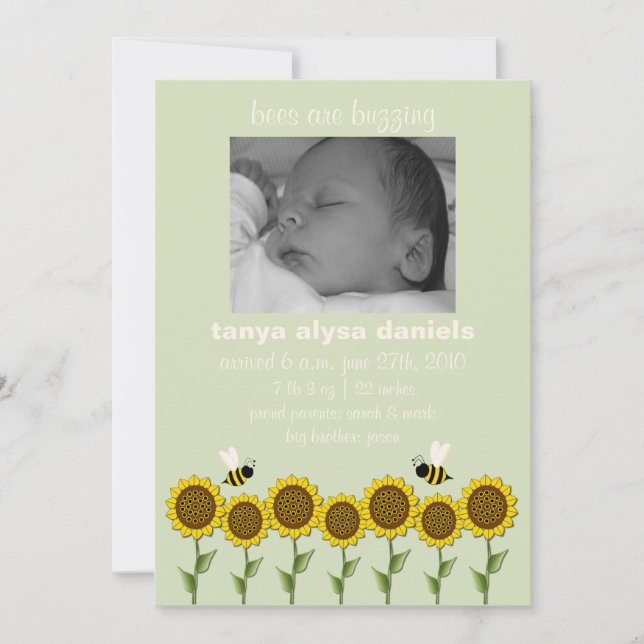 Anuncio de nacimiento Escucha El Zumbido (Anverso)