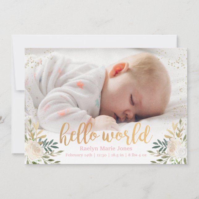 Anuncio de nacimiento floral desgarrador (Anverso)