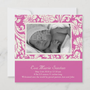 Anuncio de nacimiento - floral magenta